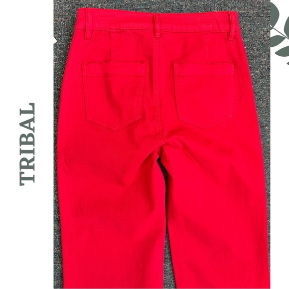 Tribal Jeans Poppy Red Wide Leg Pant 5 Pocket Size 14 - Picture 6 of 9